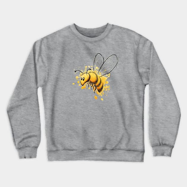 Casual Watercolor Wildlife Illustration | Cute Little Honey Bee Crewneck Sweatshirt by SkizzenMonster